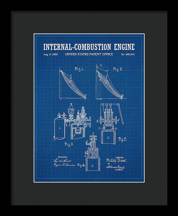 Diesel Internal Combustion Engine Blueprint Patent Us608845a