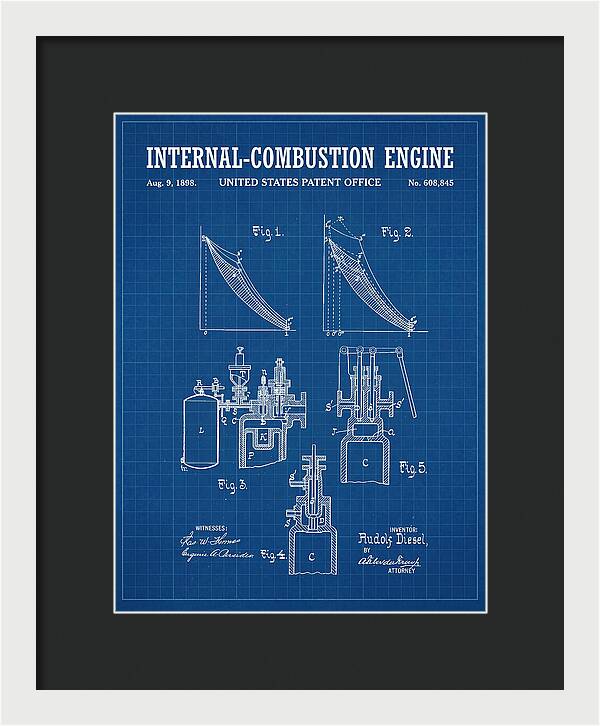 Diesel Internal Combustion Engine Blueprint Patent Us608845a