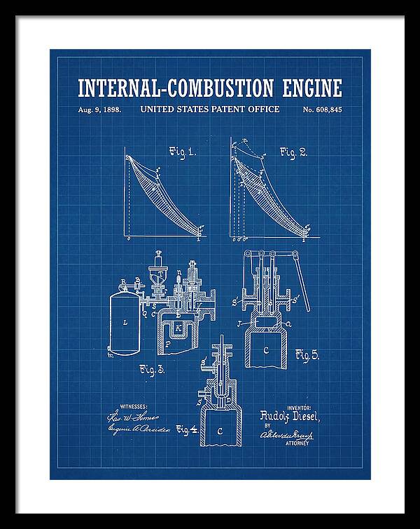 Diesel Internal Combustion Engine Blueprint Patent Us608845a
