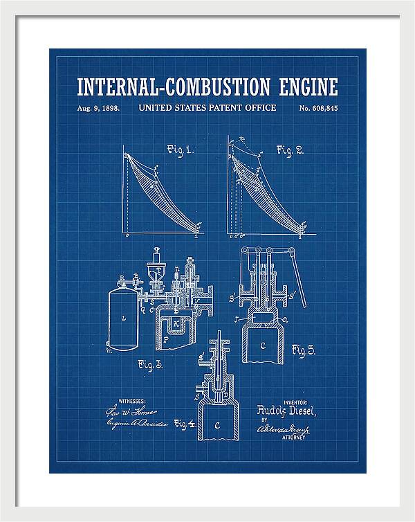 Diesel Internal Combustion Engine Blueprint Patent Us608845a