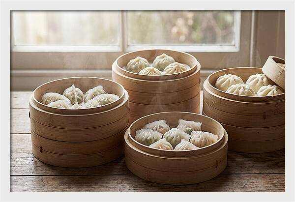 Dim Sum Delight In Bamboo Baskets