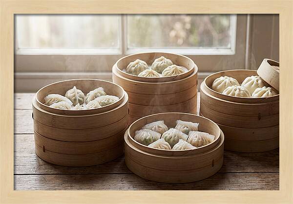 Dim Sum Delight In Bamboo Baskets