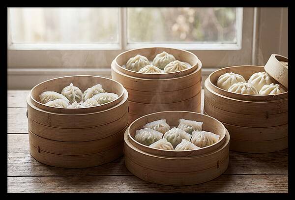Dim Sum Delight In Bamboo Baskets