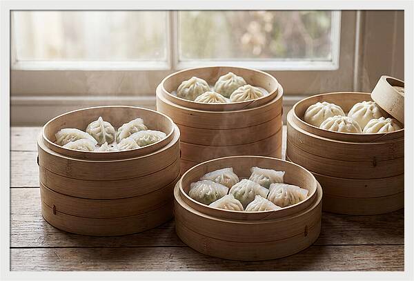 Dim Sum Delight In Bamboo Baskets