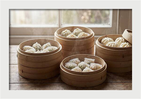 Dim Sum Delight In Bamboo Baskets