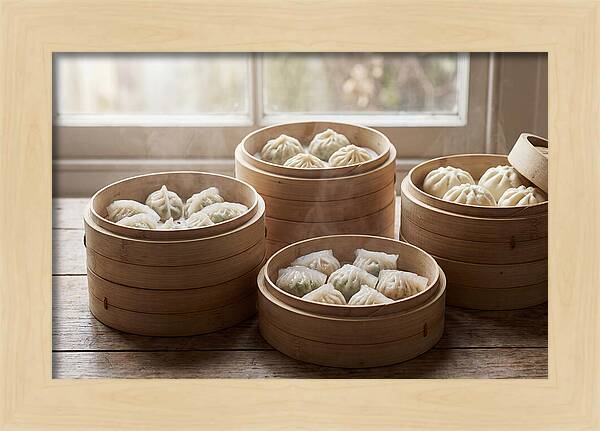 Dim Sum Delight In Bamboo Baskets