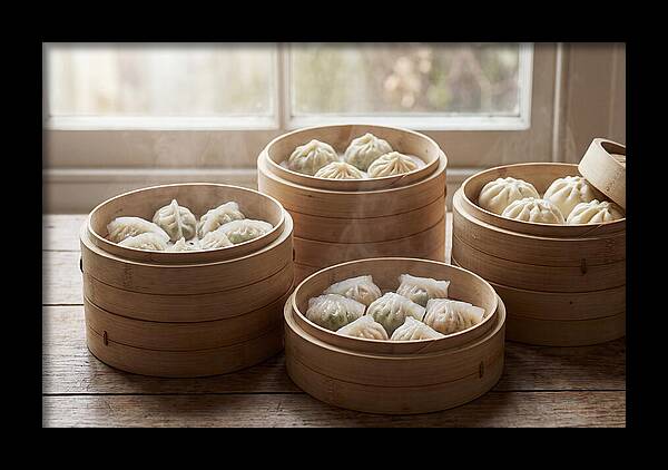 Dim Sum Delight In Bamboo Baskets
