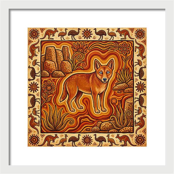 Dingo In Folk Art Style