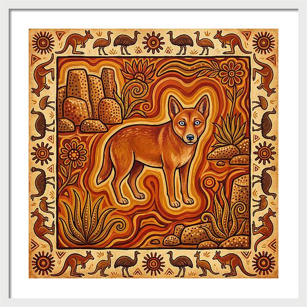 Dingo In Folk Art Style