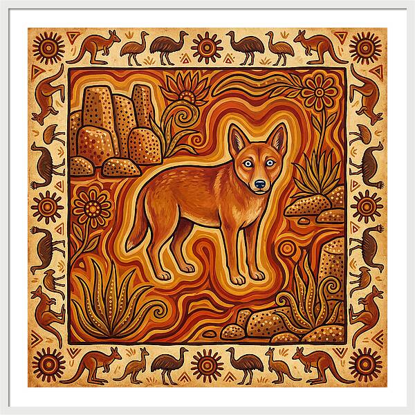 Dingo In Folk Art Style