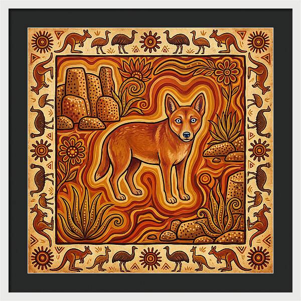 Dingo In Folk Art Style