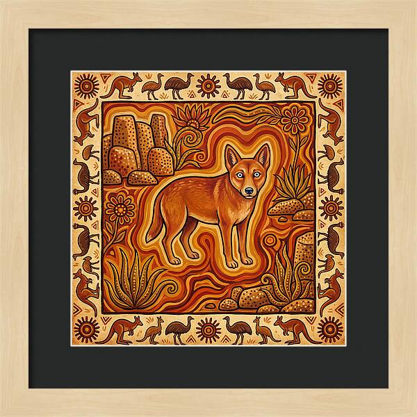 Dingo In Folk Art Style