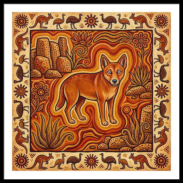 Dingo In Folk Art Style