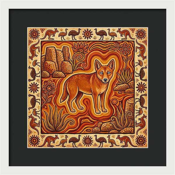 Dingo In Folk Art Style
