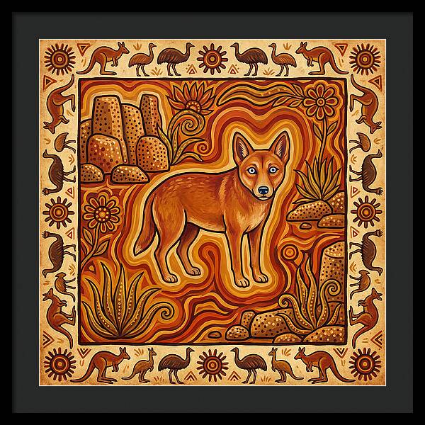 Dingo In Folk Art Style