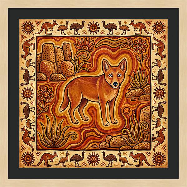 Dingo In Folk Art Style