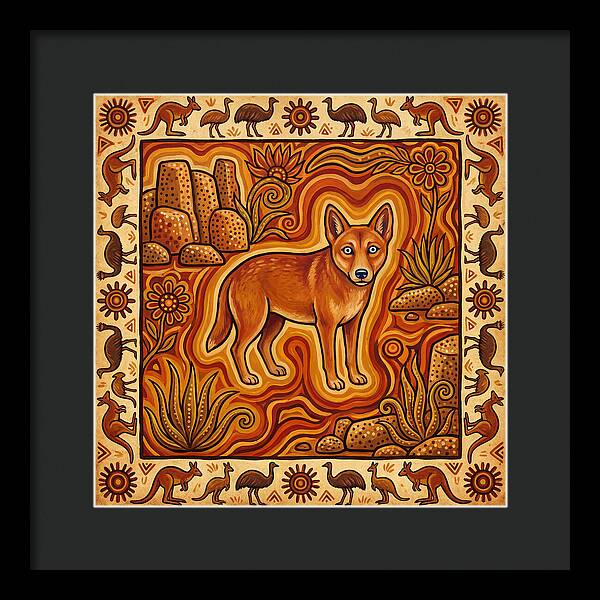 Dingo In Folk Art Style