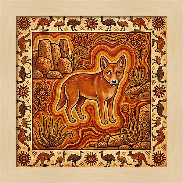 Dingo In Folk Art Style