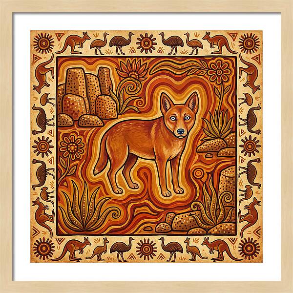 Dingo In Folk Art Style