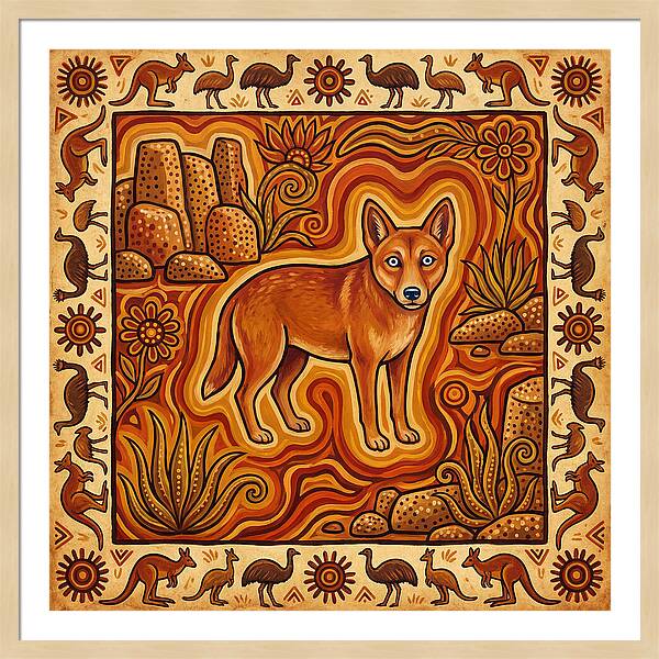 Dingo In Folk Art Style