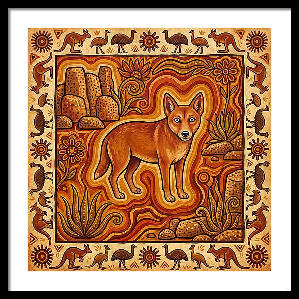 Dingo In Folk Art Style
