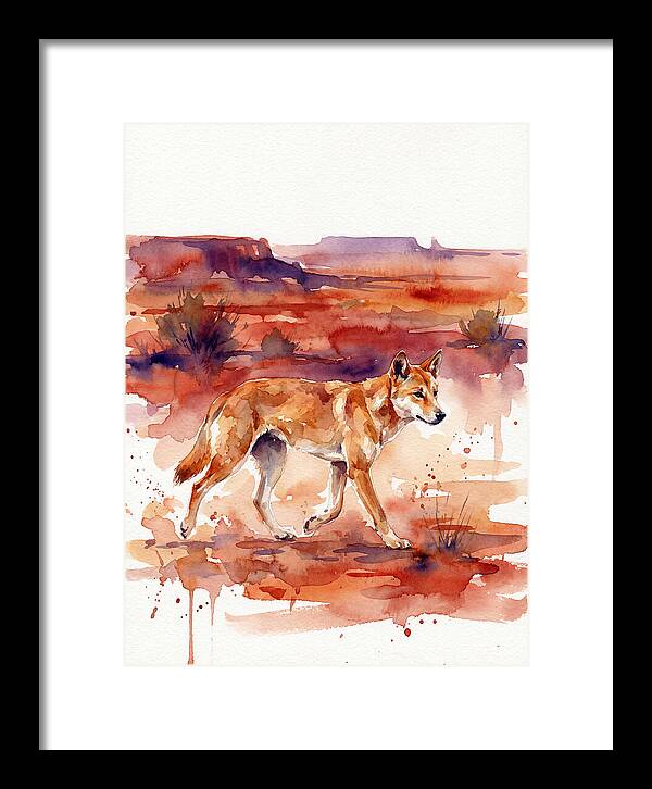 Dingo Walking Through Desert Landscape