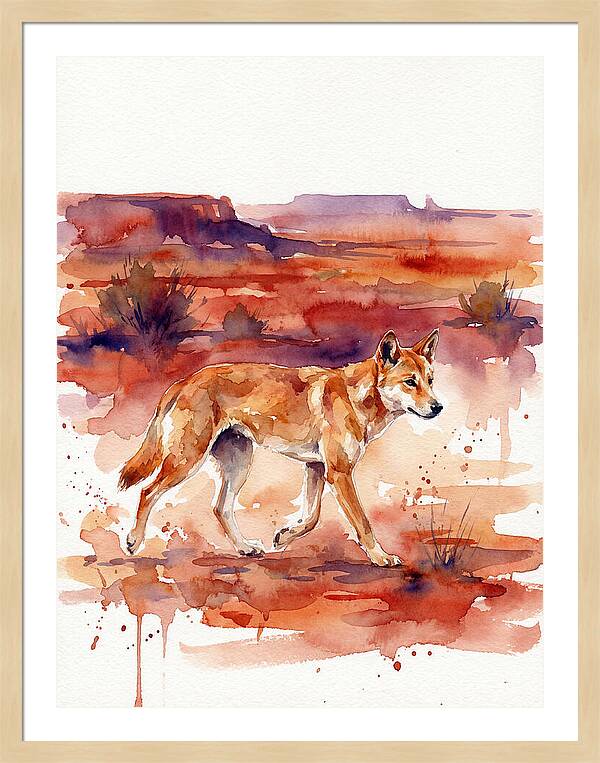 Dingo Walking Through Desert Landscape