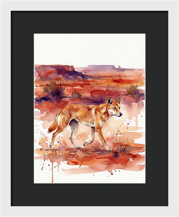 Dingo Walking Through Desert Landscape