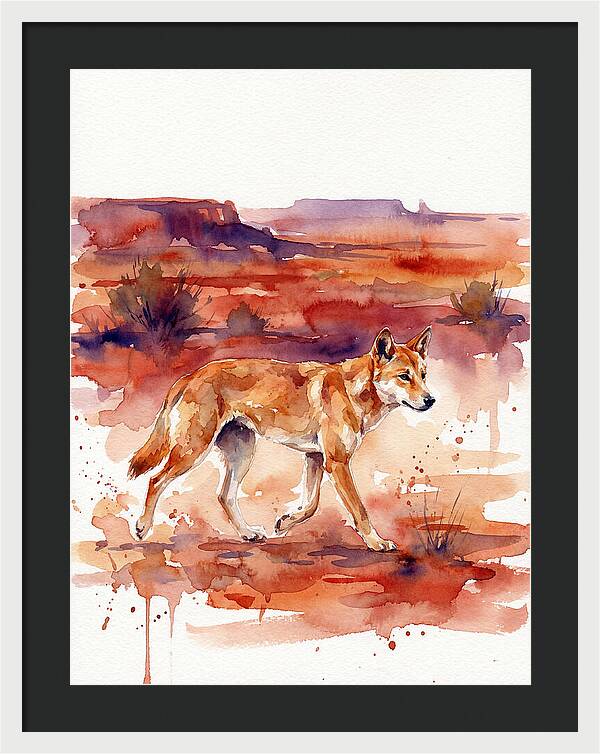Dingo Walking Through Desert Landscape