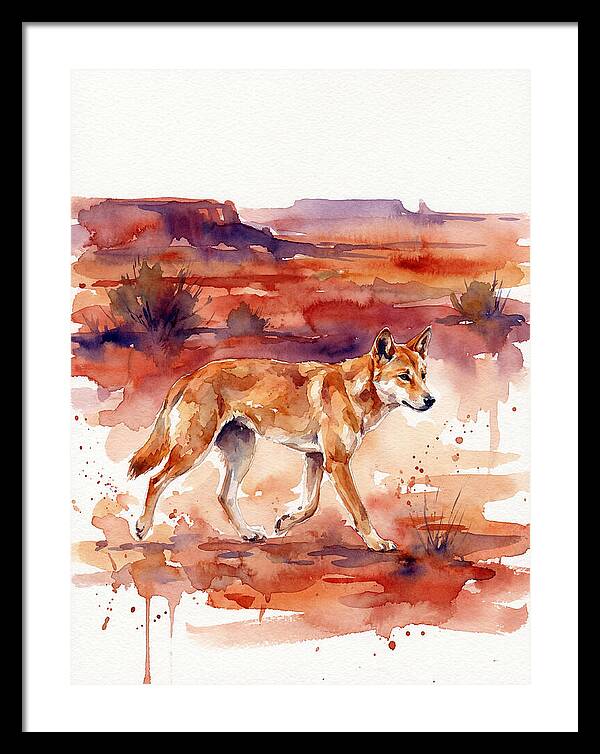 Dingo Walking Through Desert Landscape