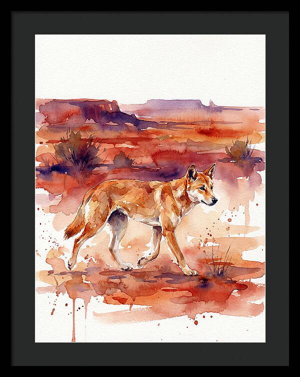 Dingo Walking Through Desert Landscape