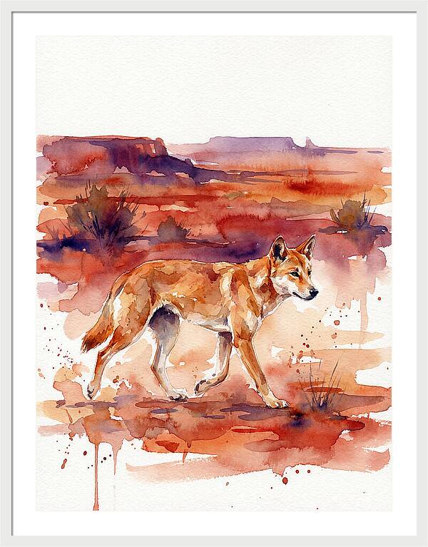 Dingo Walking Through Desert Landscape