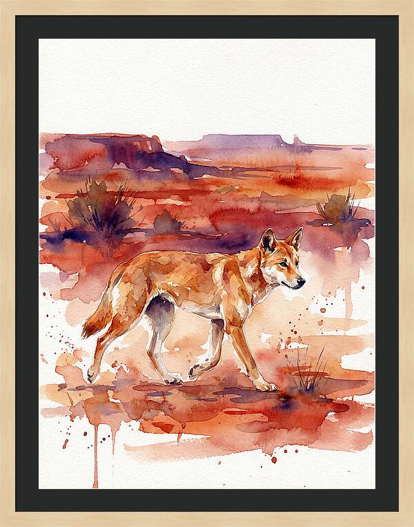 Dingo Walking Through Desert Landscape