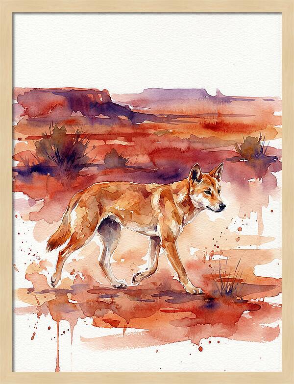 Dingo Walking Through Desert Landscape