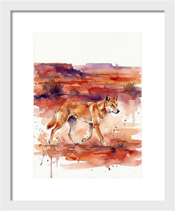 Dingo Walking Through Desert Landscape
