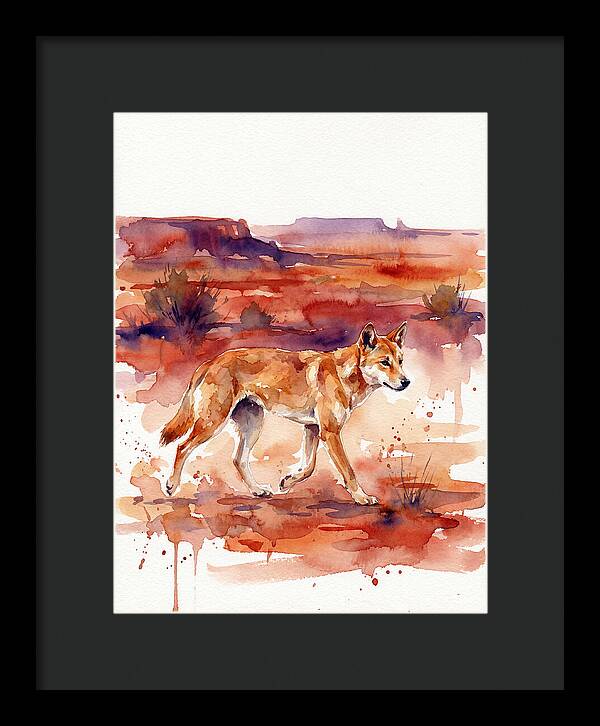 Dingo Walking Through Desert Landscape