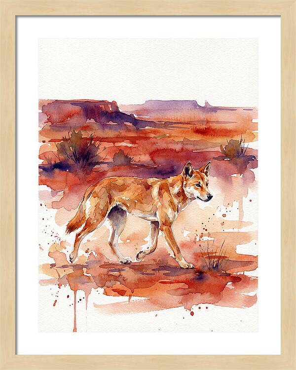 Dingo Walking Through Desert Landscape