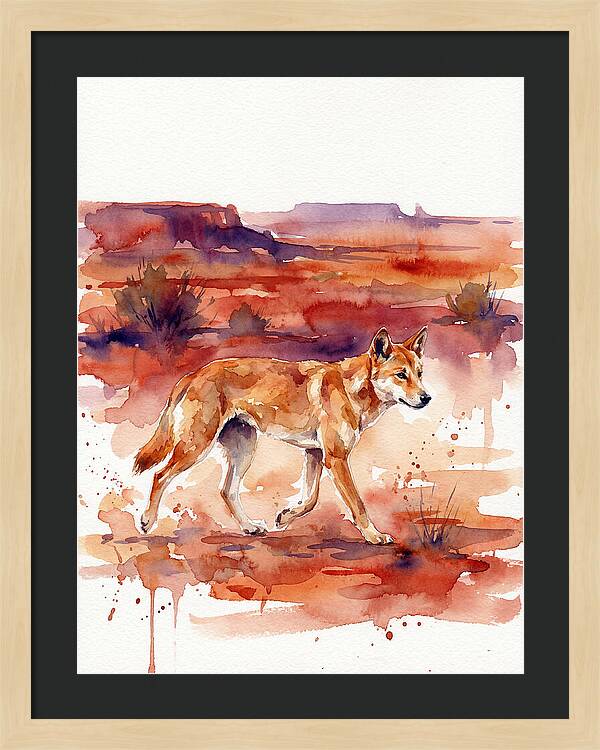 Dingo Walking Through Desert Landscape