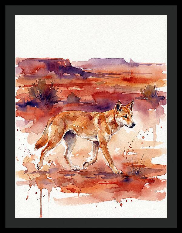 Dingo Walking Through Desert Landscape