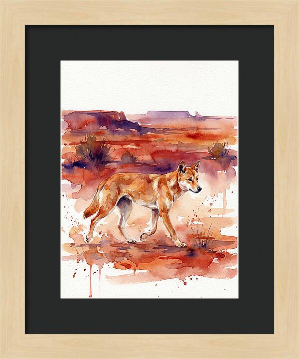 Dingo Walking Through Desert Landscape
