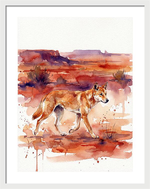 Dingo Walking Through Desert Landscape