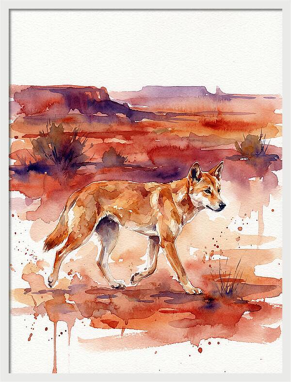 Dingo Walking Through Desert Landscape