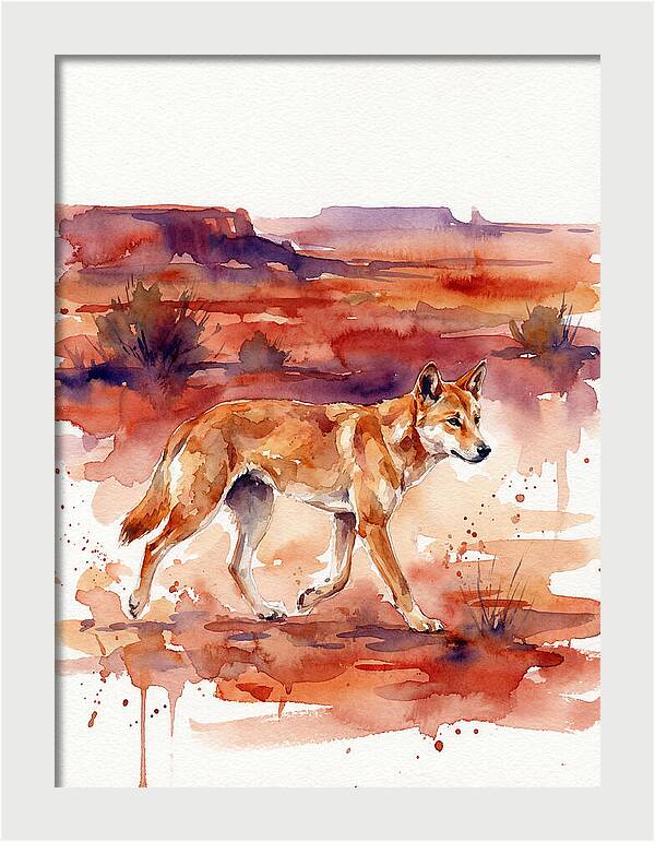 Dingo Walking Through Desert Landscape