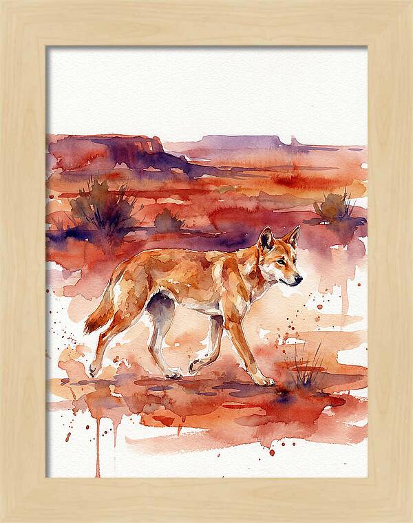 Dingo Walking Through Desert Landscape