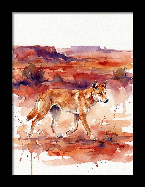 Dingo Walking Through Desert Landscape