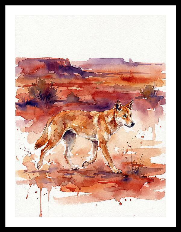 Dingo Walking Through Desert Landscape
