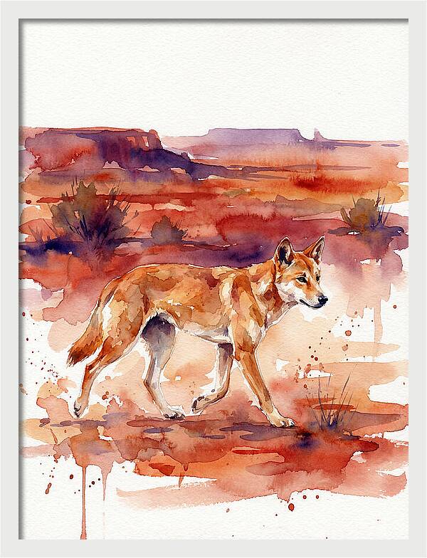 Dingo Walking Through Desert Landscape
