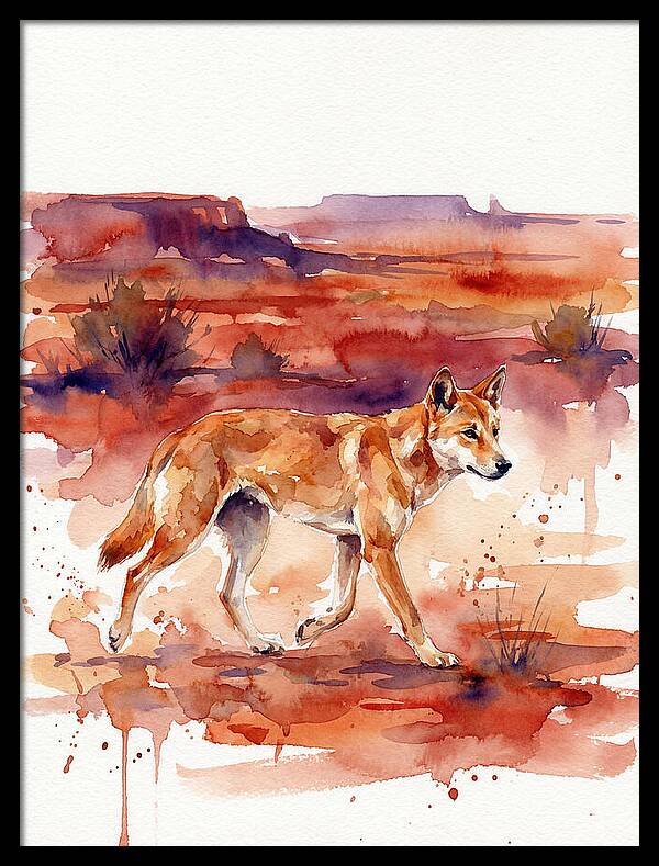 Dingo Walking Through Desert Landscape