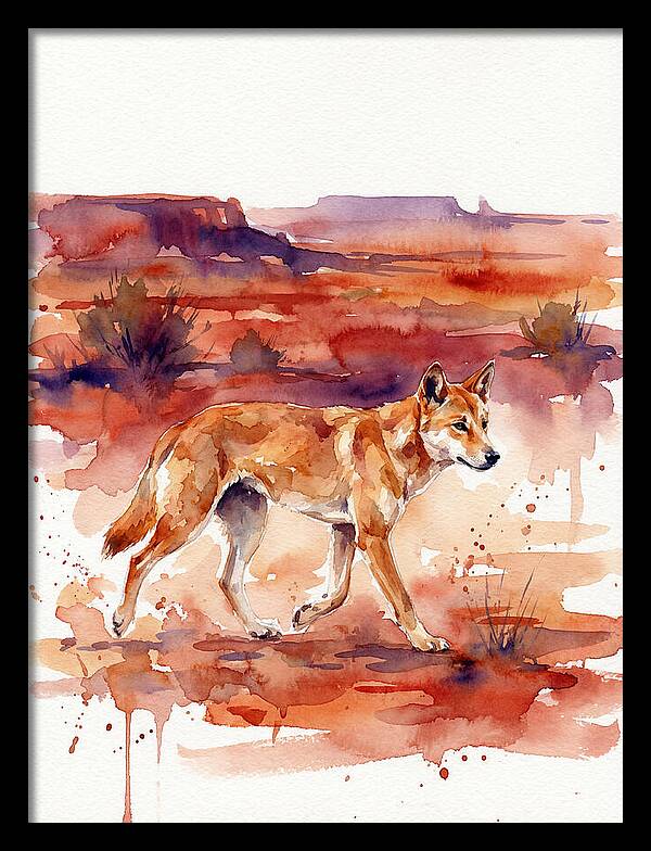 Dingo Walking Through Desert Landscape