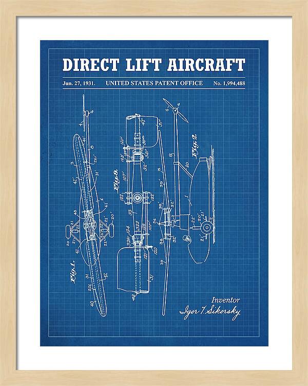 Direct Lift Aircraft Sikorsky Helicopter Blueprint Patent Us1994488